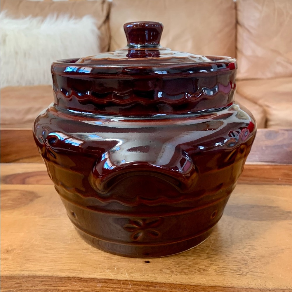 Vintage Mar Crest Oven Proof Stoneware Crock Baked Bean Pot With Lid - Picture 5 of 10
